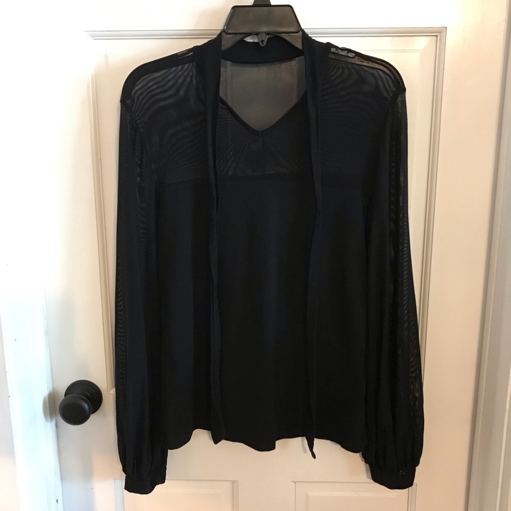 Shein Black High Collar Long Sleeve Top